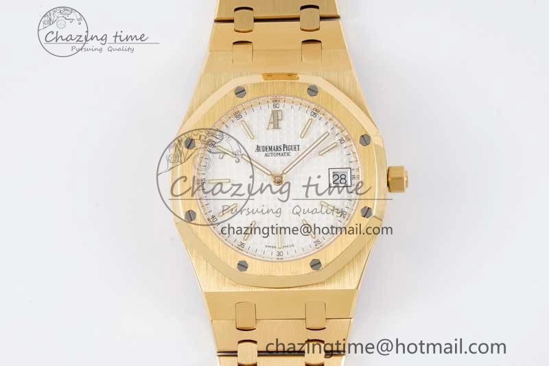 Royal Oak 39mm 15202 YG BF 1:1 Best Edition White Textured Dial on YG Bracelet A2121