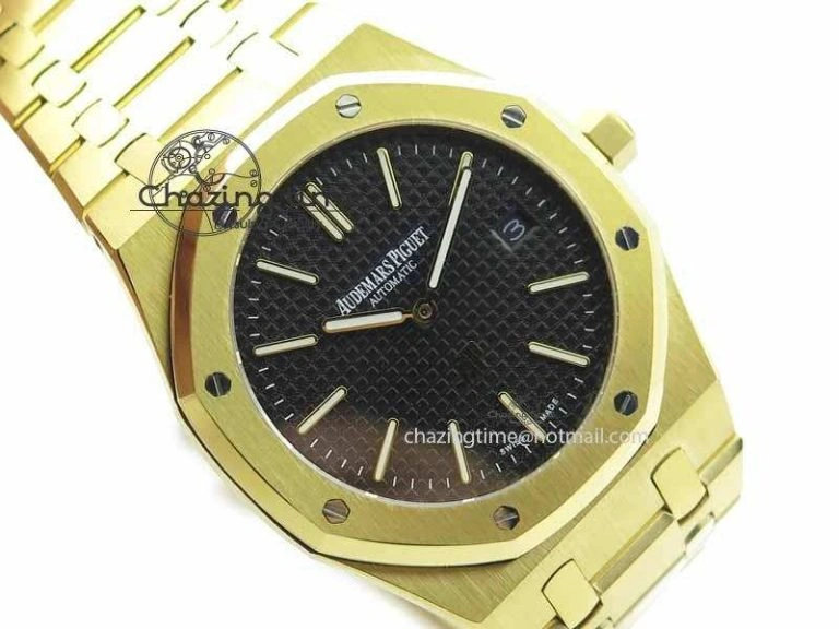 Royal Oak 39mm 15202 YG Black Dial On YG Bracelet MIYOTA9015