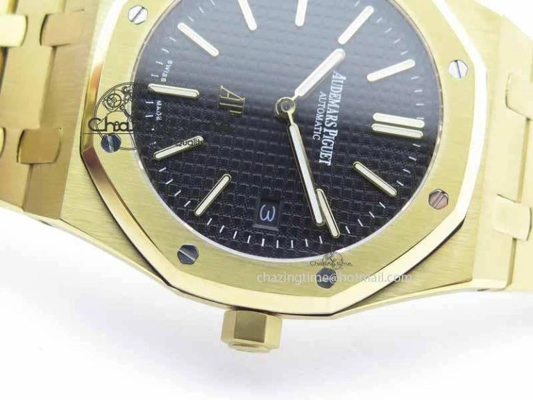 Royal Oak 39mm 15202 YG Black Dial On YG Bracelet MIYOTA9015
