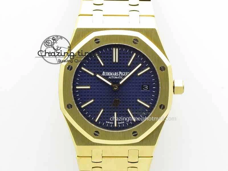 Royal Oak 39mm 15202 YG Blue Dial On YG Bracelet MIYOTA9015