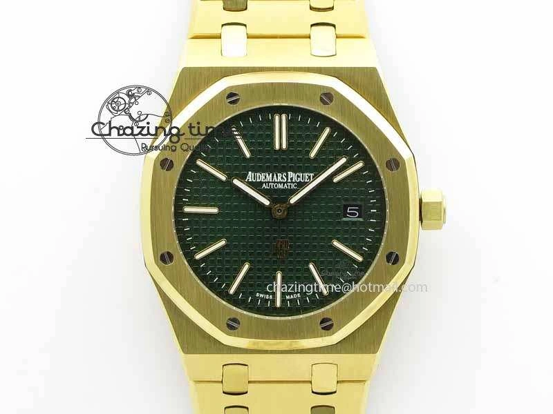 Royal Oak 39mm 15202 YG Green Dial On YG Bracelet MIYOTA9015