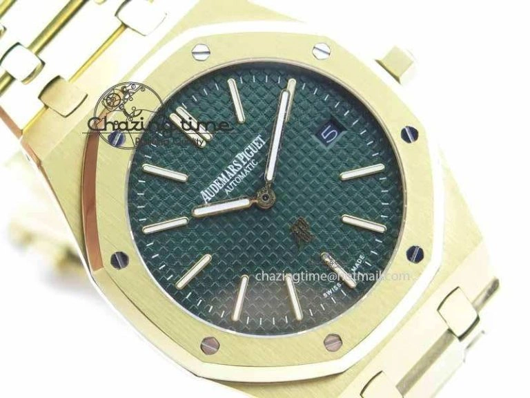 Royal Oak 39mm 15202 YG Green Dial On YG Bracelet MIYOTA9015