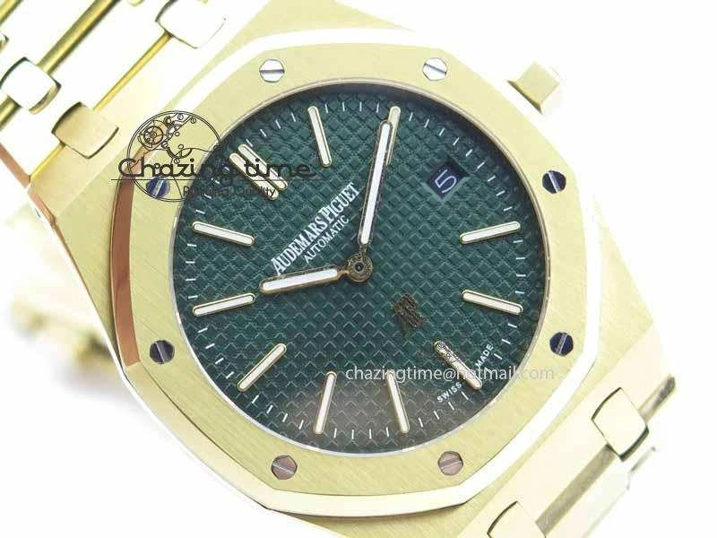Royal Oak 39mm 15202 YG Green Dial On YG Bracelet MIYOTA9015