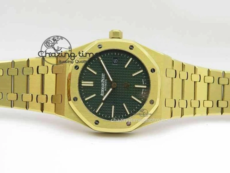 Royal Oak 39mm 15202 YG Green Dial On YG Bracelet MIYOTA9015