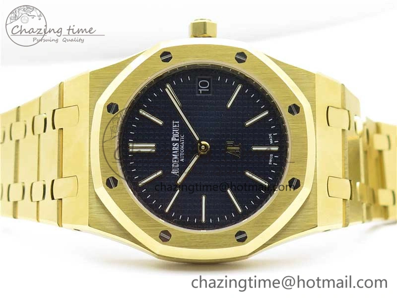 Royal Oak 39mm 15202 YG KZF 1:1 Best Edition Blue Textured Dial on YG Bracelet A2121