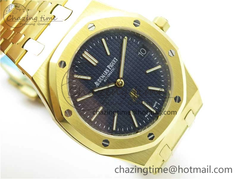 Royal Oak 39mm 15202 YG KZF 1:1 Best Edition Blue Textured Dial on YG Bracelet A2121