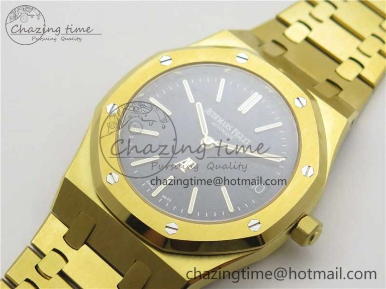 Royal Oak 39mm 15202 YG KZF 1:1 Best Edition Blue Textured Dial on YG Bracelet A2121