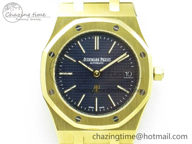 Royal Oak 39mm 15202 YG KZF 1:1 Best Edition Blue Textured Dial on YG Bracelet A2121