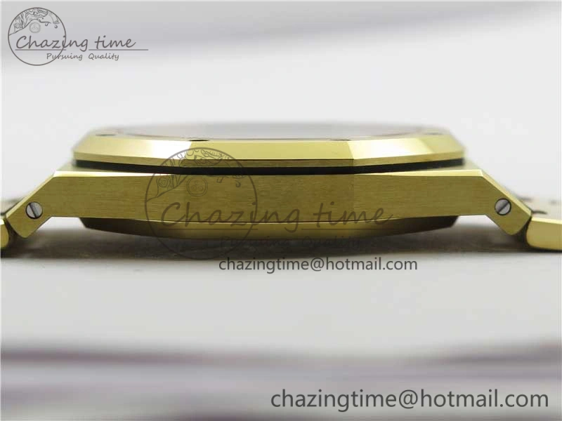 Royal Oak 39mm 15202 YG KZF 1:1 Best Edition Yellow Textured Dial on YG Bracelet A2121