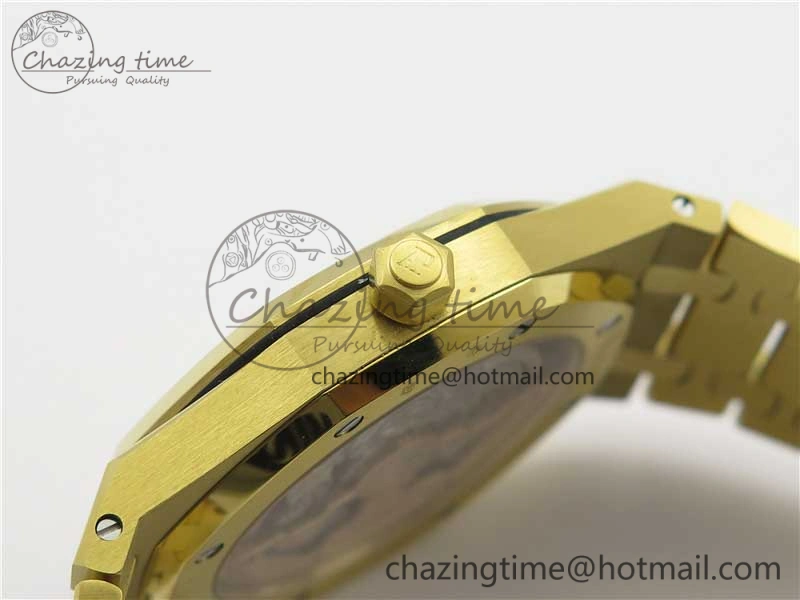 Royal Oak 39mm 15202 YG KZF 1:1 Best Edition Yellow Textured Dial on YG Bracelet A2121