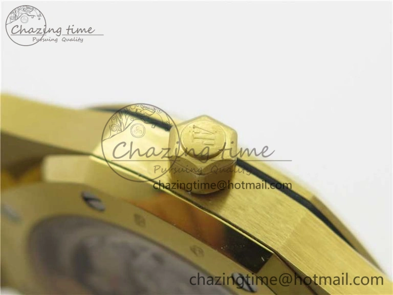 Royal Oak 39mm 15202 YG KZF 1:1 Best Edition Yellow Textured Dial on YG Bracelet A2121