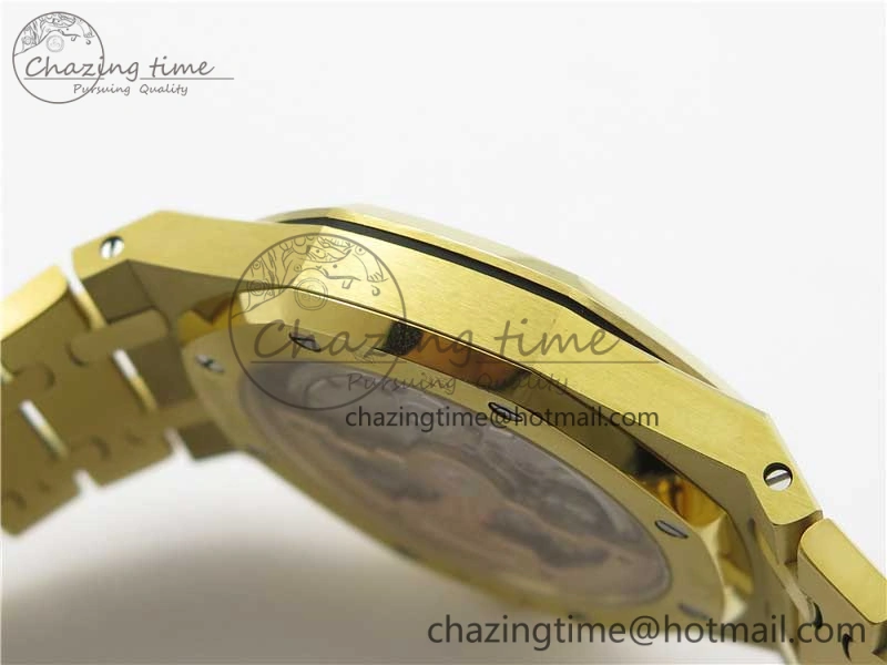 Royal Oak 39mm 15202 YG KZF 1:1 Best Edition Yellow Textured Dial on YG Bracelet A2121