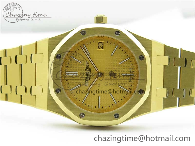Royal Oak 39mm 15202 YG KZF 1:1 Best Edition Yellow Textured Dial on YG Bracelet A2121