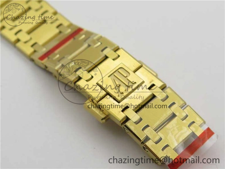 Royal Oak 39mm 15202 YG KZF 1:1 Best Edition Yellow Textured Dial on YG Bracelet A2121