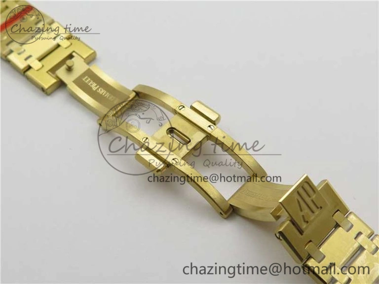 Royal Oak 39mm 15202 YG KZF 1:1 Best Edition Yellow Textured Dial on YG Bracelet A2121