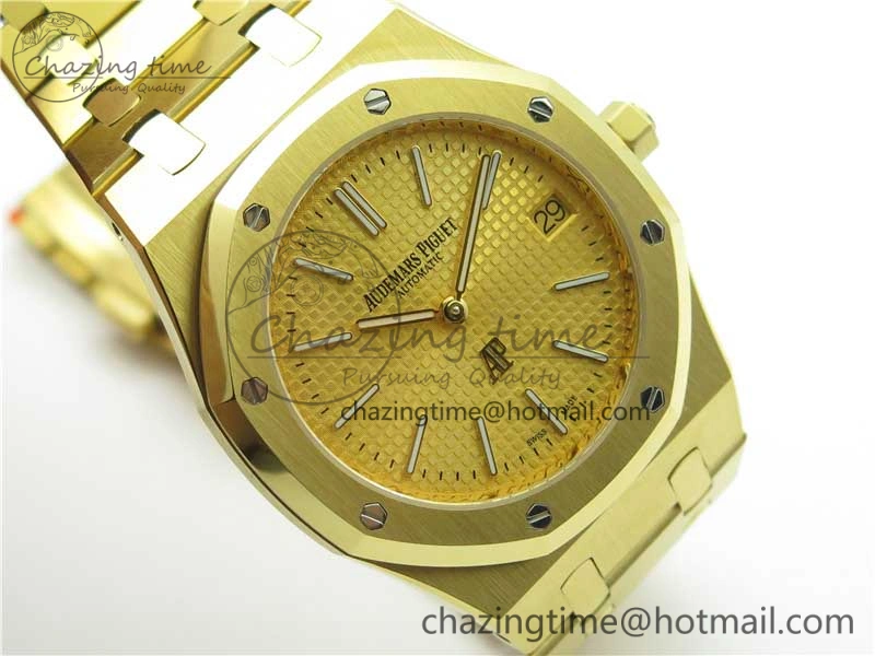 Royal Oak 39mm 15202 YG KZF 1:1 Best Edition Yellow Textured Dial on YG Bracelet A2121