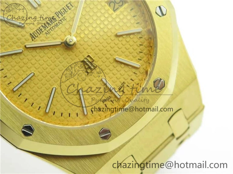 Royal Oak 39mm 15202 YG KZF 1:1 Best Edition Yellow Textured Dial on YG Bracelet A2121