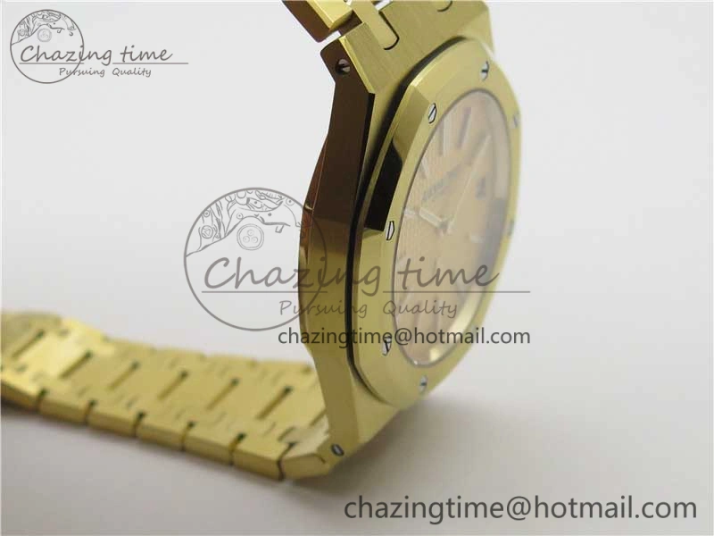 Royal Oak 39mm 15202 YG KZF 1:1 Best Edition Yellow Textured Dial on YG Bracelet A2121
