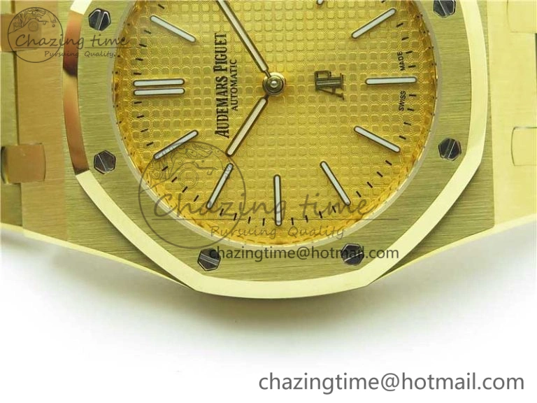Royal Oak 39mm 15202 YG KZF 1:1 Best Edition Yellow Textured Dial on YG Bracelet A2121