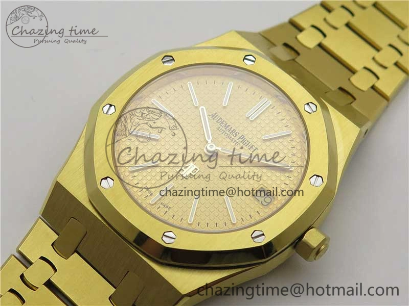 Royal Oak 39mm 15202 YG KZF 1:1 Best Edition Yellow Textured Dial on YG Bracelet A2121