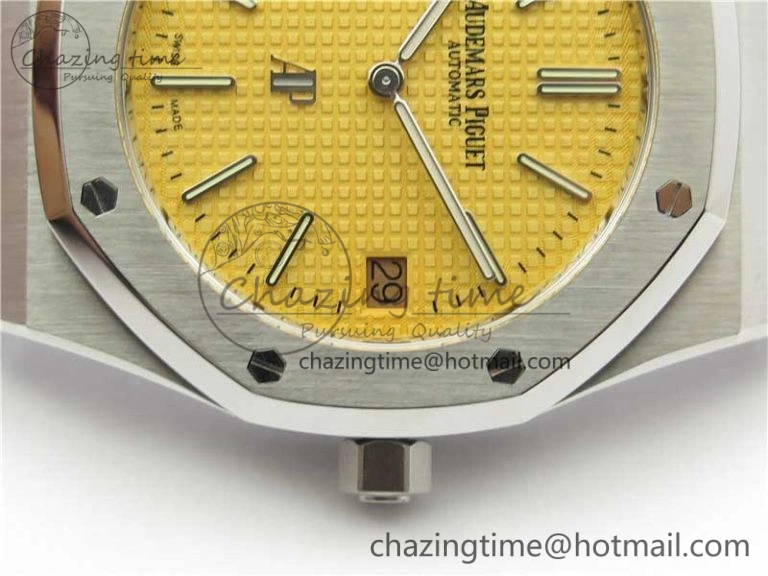 Royal Oak 39mm 15202BC SS XF 1:1 Best Edition Yellow Textured Dial on SS Bracelet A2121
