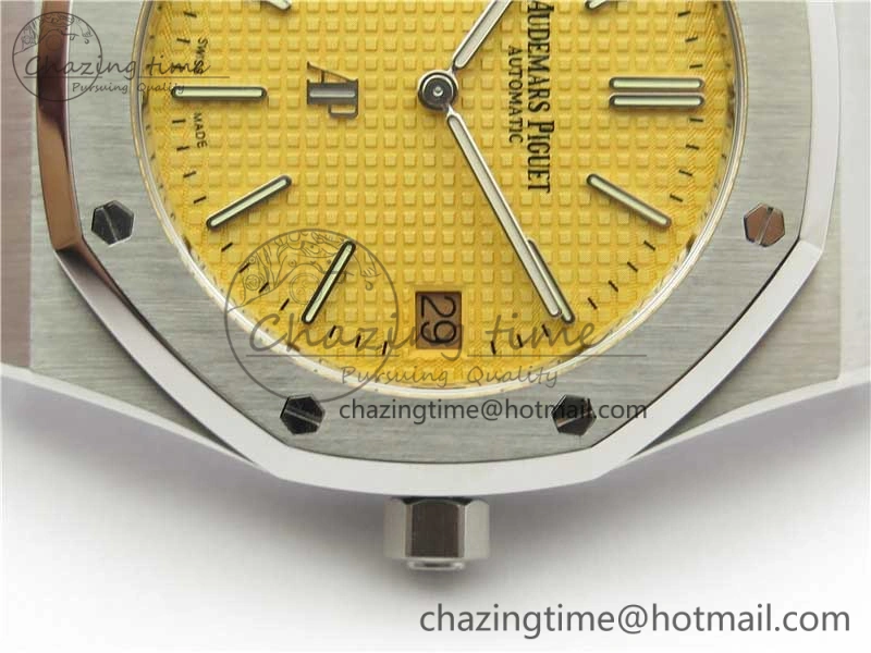 Royal Oak 39mm 15202BC SS XF 1:1 Best Edition Yellow Textured Dial on SS Bracelet A2121