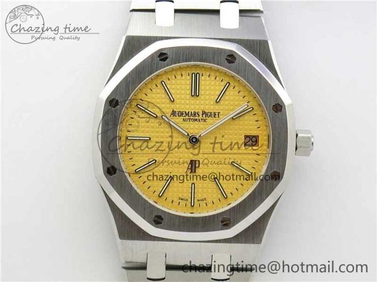 Royal Oak 39mm 15202BC SS XF 1:1 Best Edition Yellow Textured Dial on SS Bracelet A2121