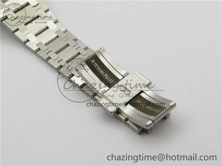 Royal Oak 39mm 15202IP Polished Bezel SS XF 1:1 Best Edition Gradient Blue Textured Dial on SS Bracelet A2121 V2