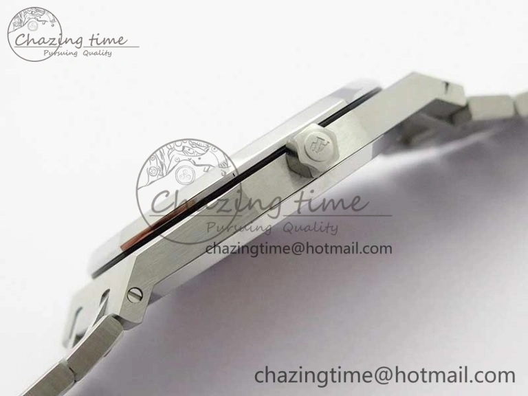 Royal Oak 39mm 15202IP Polished Bezel SS XF 1:1 Best Edition Gradient Blue Textured Dial on SS Bracelet A2121 V2