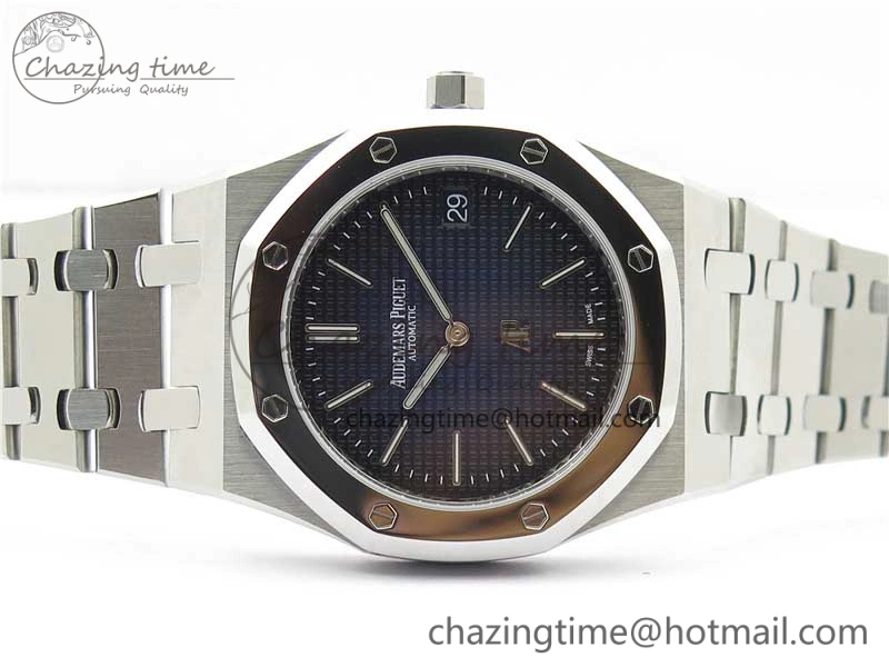 Royal Oak 39mm 15202IP Polished Bezel SS XF 1:1 Best Edition Gradient Blue Textured Dial on SS Bracelet A2121 V2