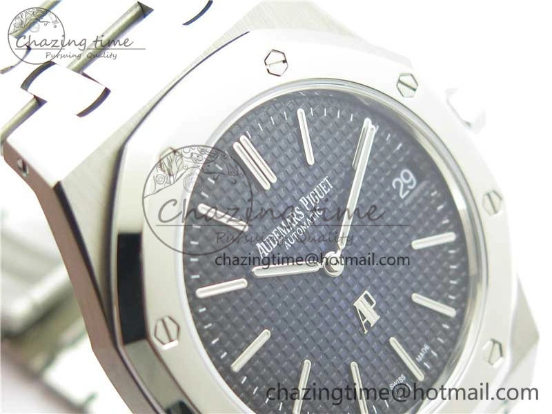 Royal Oak 39mm 15202IP Polished Bezel SS XF 1:1 Best Edition Gradient Blue Textured Dial on SS Bracelet A2121 V2