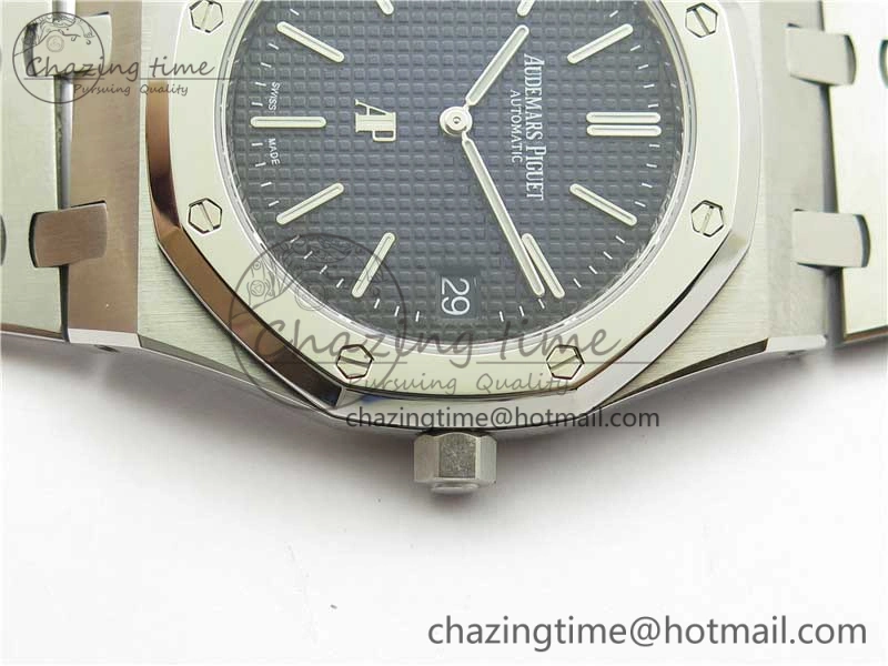 Royal Oak 39mm 15202IP Polished Bezel SS XF 1:1 Best Edition Gradient Blue Textured Dial on SS Bracelet A2121 V2