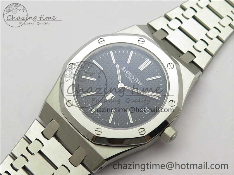 Royal Oak 39mm 15202IP Polished Bezel SS XF 1:1 Best Edition Gradient Blue Textured Dial on SS Bracelet A2121 V2