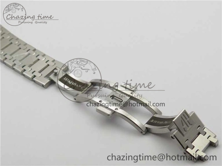 Royal Oak 39mm 15202IP Polished Bezel SS XF 1:1 Best Edition Gradient Blue Textured Dial on SS Bracelet A2121 V2