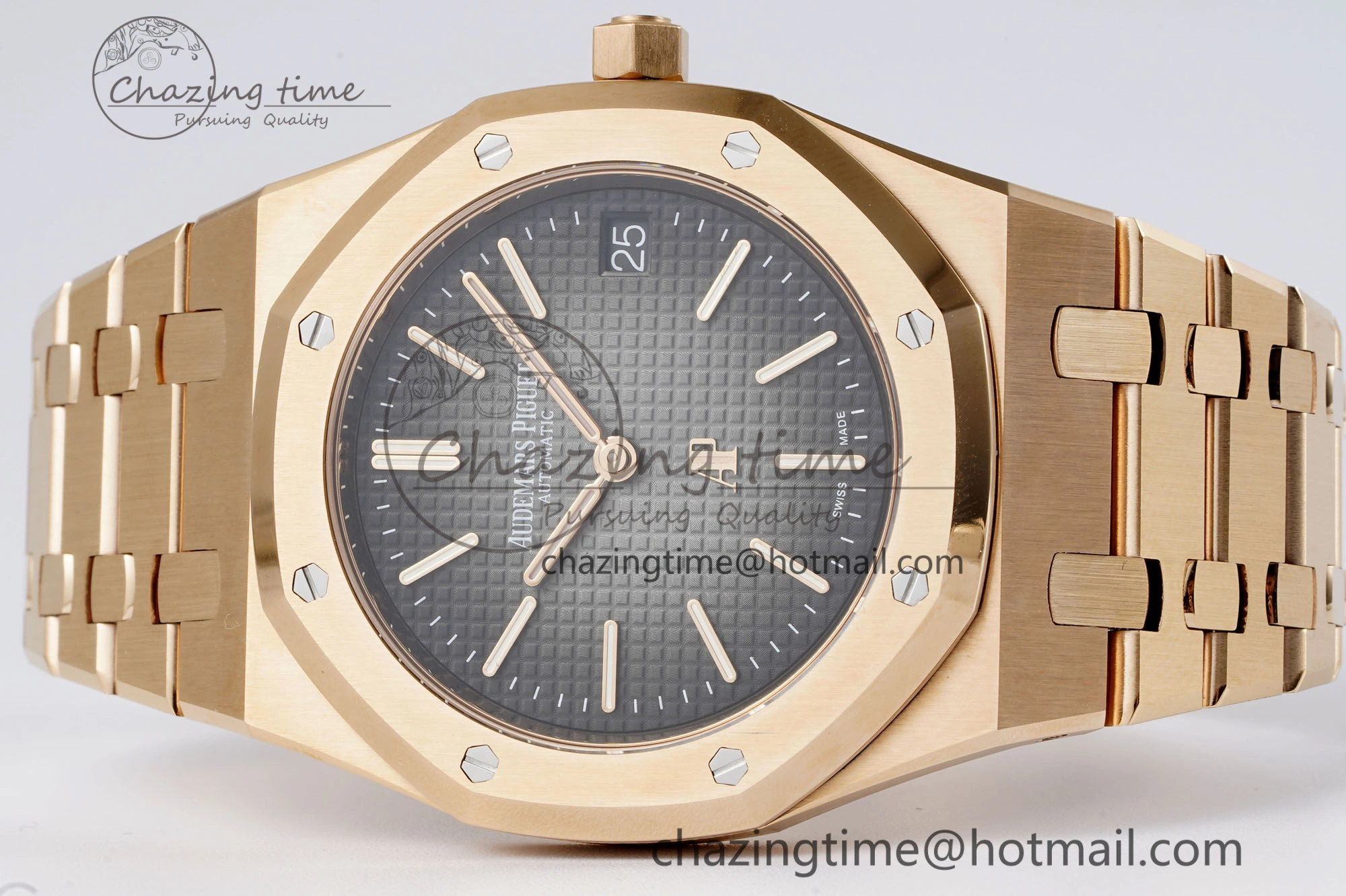 Royal Oak 39mm 16202 “50th Anniversary” RG ZF 1:1 Best Edition Gray Textured Dial on RG Bracelet A7121