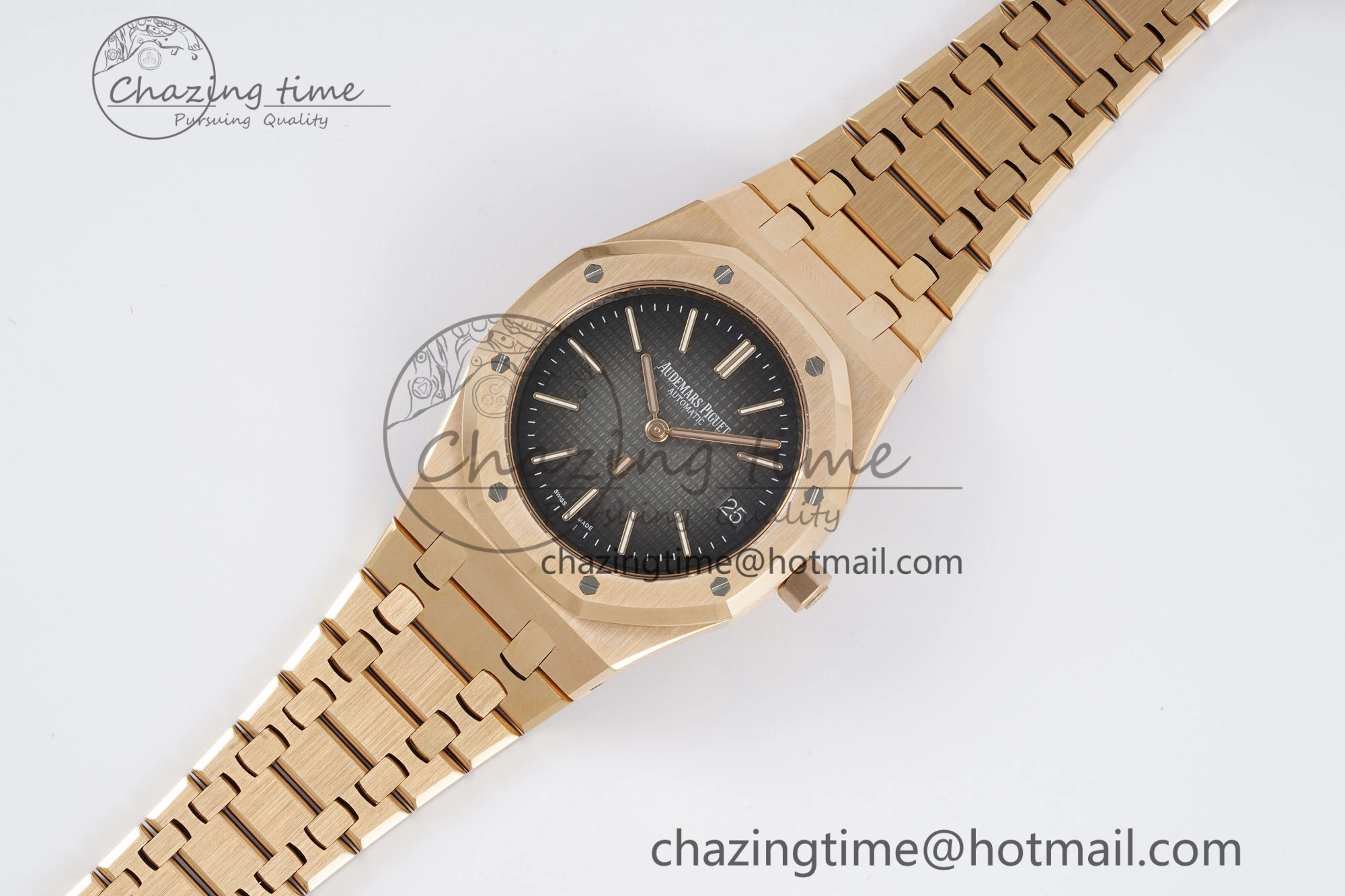 Royal Oak 39mm 16202 “50th Anniversary” RG ZF 1:1 Best Edition Gray Textured Dial on RG Bracelet A7121