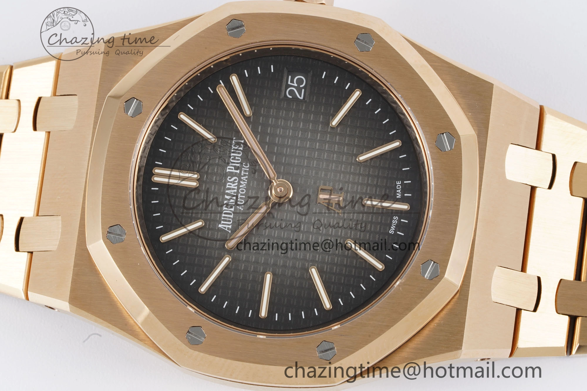 Royal Oak 39mm 16202 “50th Anniversary” RG ZF 1:1 Best Edition Gray Textured Dial on RG Bracelet A7121