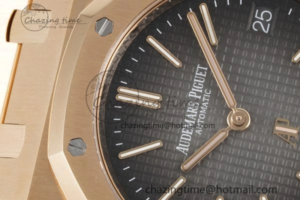 Royal Oak 39mm 16202 “50th Anniversary” RG ZF 1:1 Best Edition Gray Textured Dial on RG Bracelet A7121