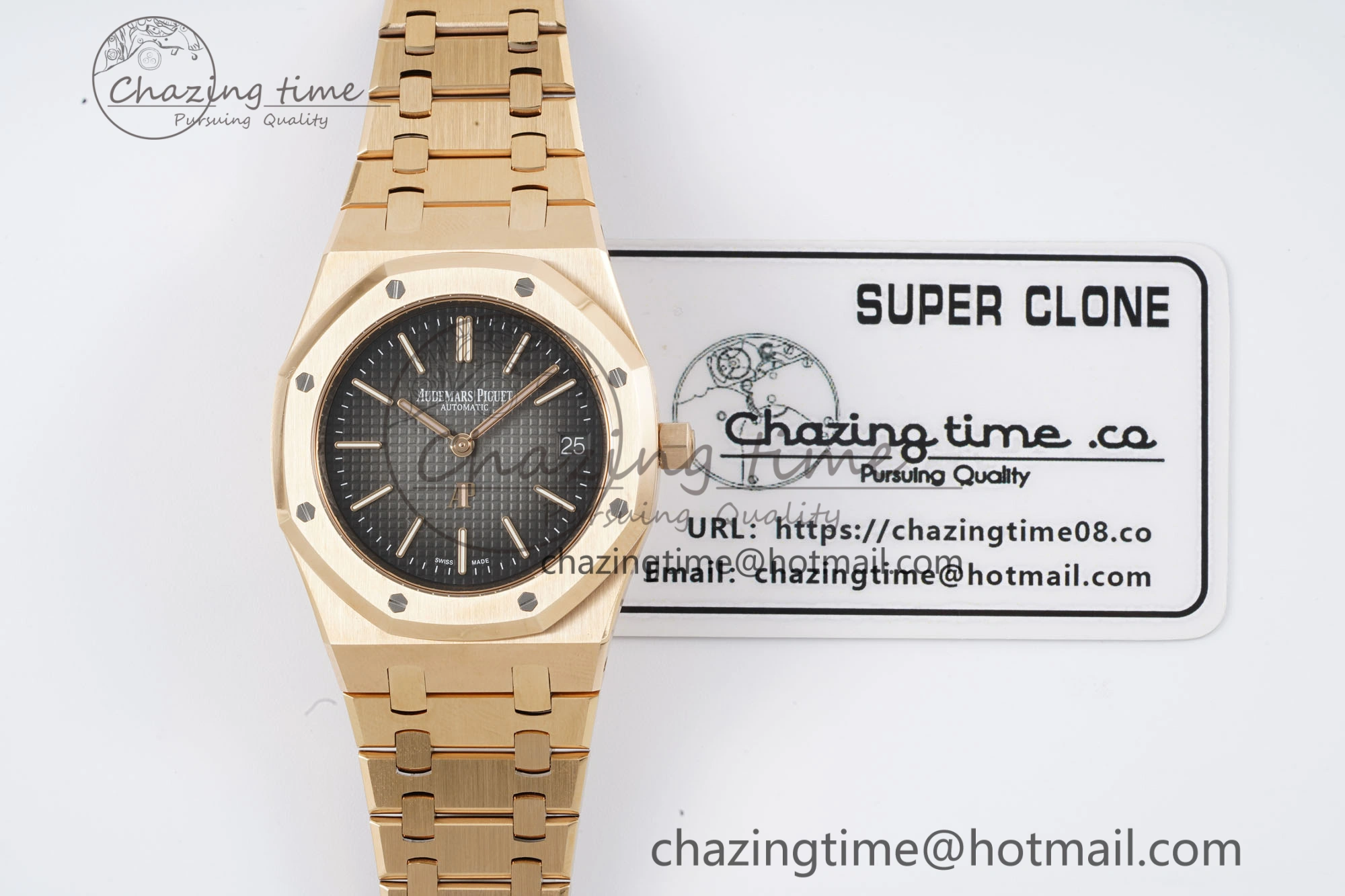 Royal Oak 39mm 16202 “50th Anniversary” RG ZF 1:1 Best Edition Gray Textured Dial on RG Bracelet A7121