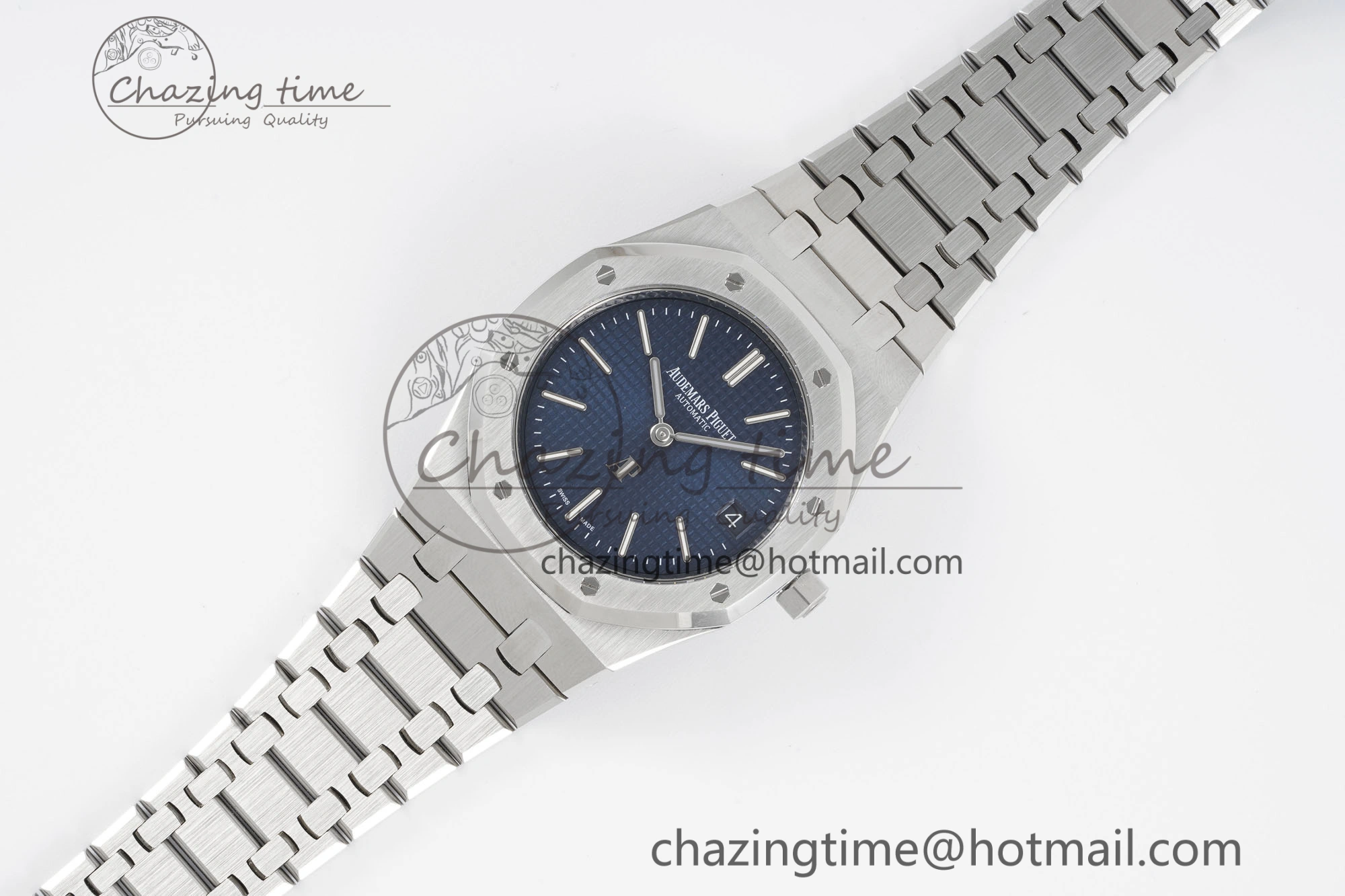Royal Oak 39mm 16202 “50th Anniversary” SS ZF 1:1 Best Edition Blue Textured Dial on SS Bracelet A7121
