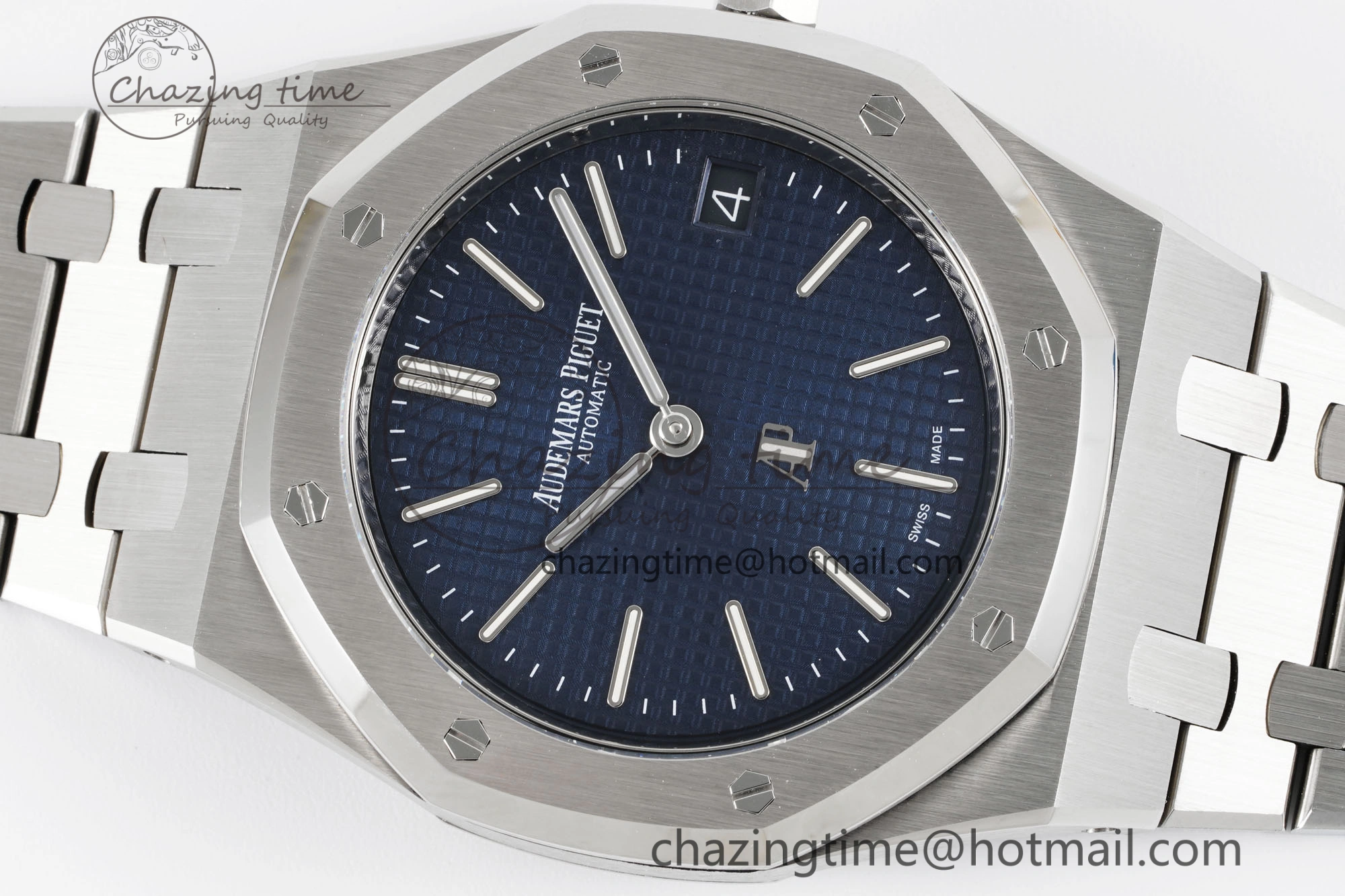 Royal Oak 39mm 16202 “50th Anniversary” SS ZF 1:1 Best Edition Blue Textured Dial on SS Bracelet A7121