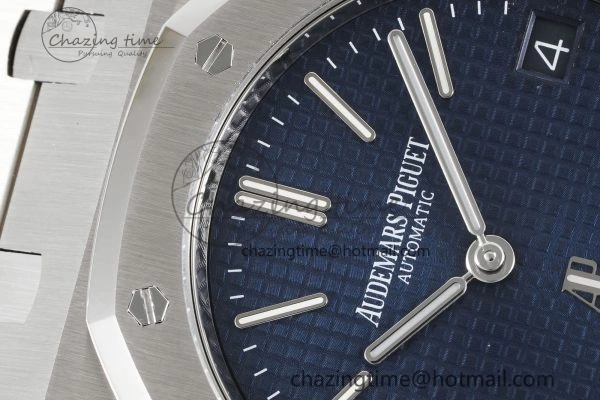 Royal Oak 39mm 16202 “50th Anniversary” SS ZF 1:1 Best Edition Blue Textured Dial on SS Bracelet A7121