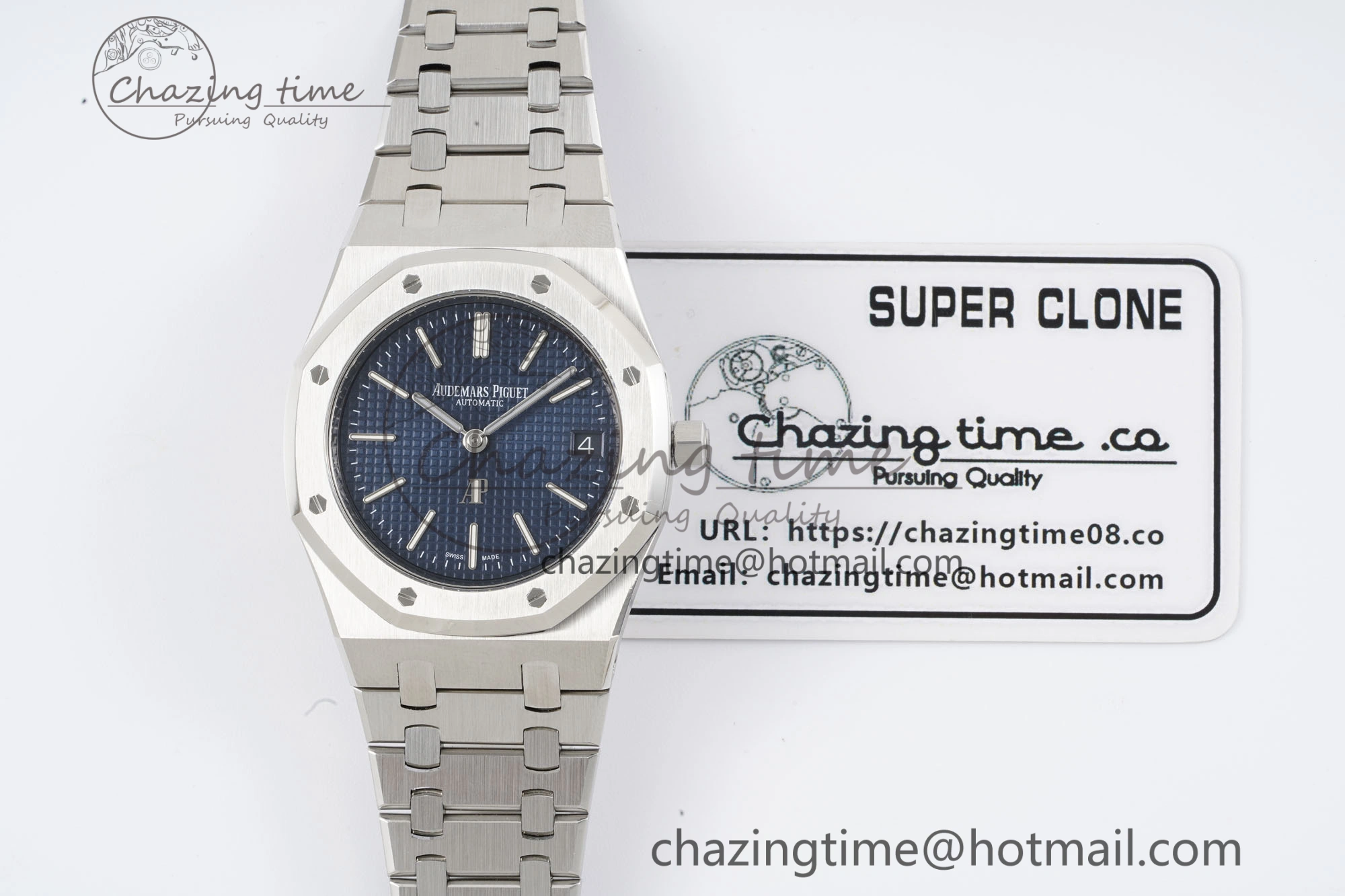 Royal Oak 39mm 16202 “50th Anniversary” SS ZF 1:1 Best Edition Blue Textured Dial on SS Bracelet A7121