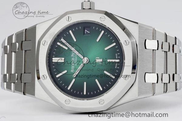 Royal Oak 39mm 16202 “50th Anniversary” SS ZF 1:1 Best Edition Green Textured Dial on SS Bracelet A7121