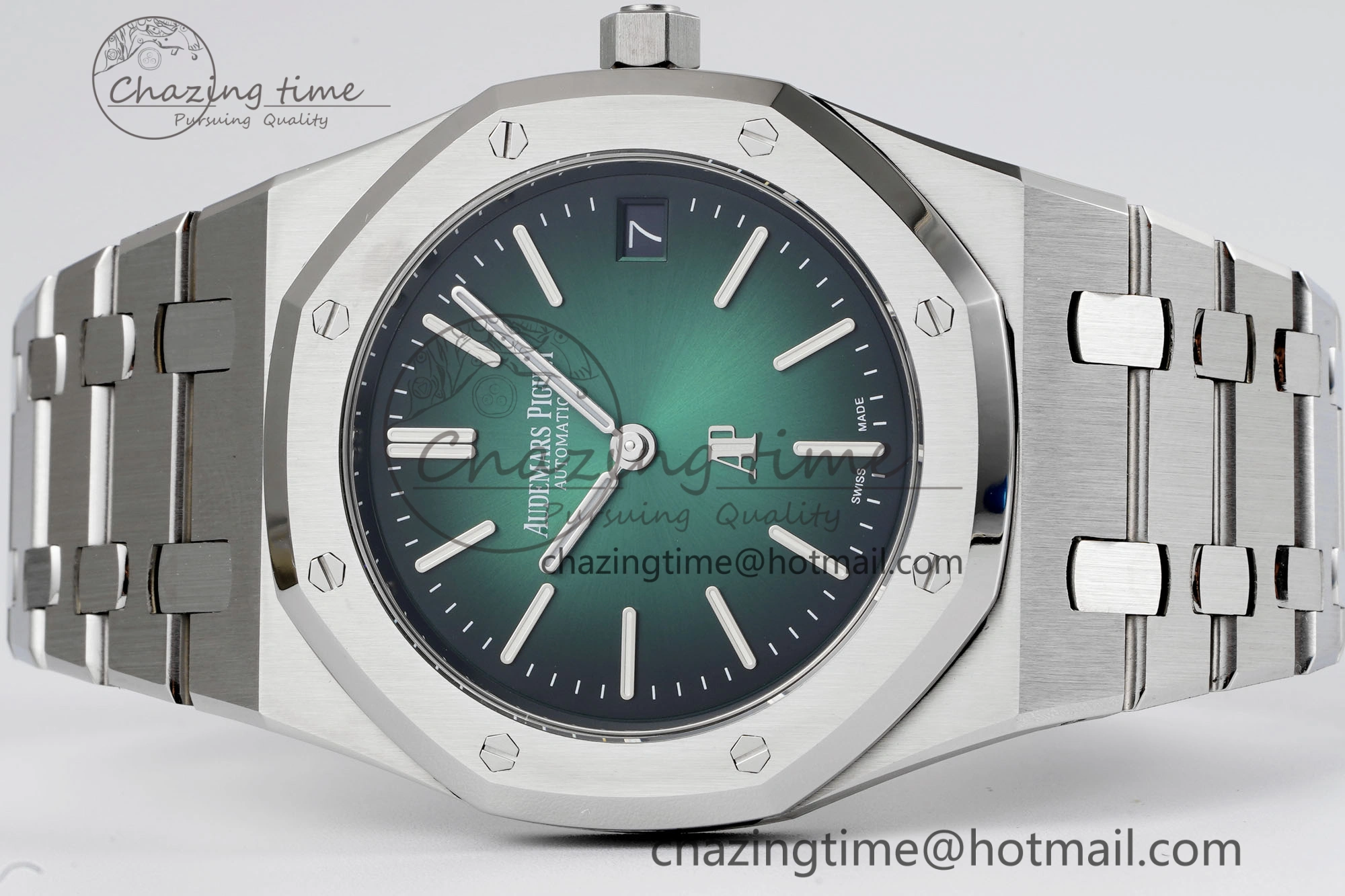 Royal Oak 39mm 16202 “50th Anniversary” SS ZF 1:1 Best Edition Green Textured Dial on SS Bracelet A7121