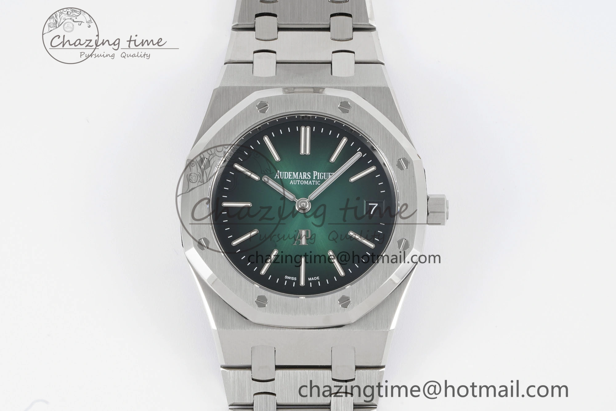 Royal Oak 39mm 16202 “50th Anniversary” SS ZF 1:1 Best Edition Green Textured Dial on SS Bracelet A7121