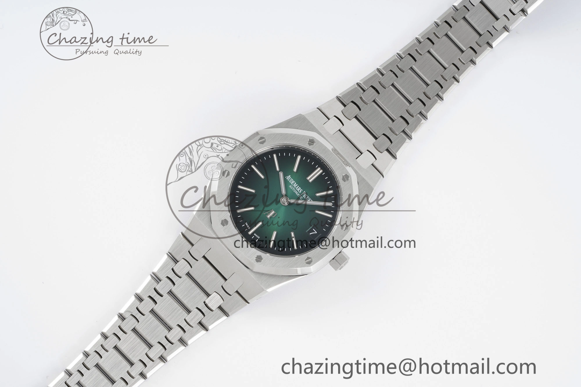 Royal Oak 39mm 16202 “50th Anniversary” SS ZF 1:1 Best Edition Green Textured Dial on SS Bracelet A7121