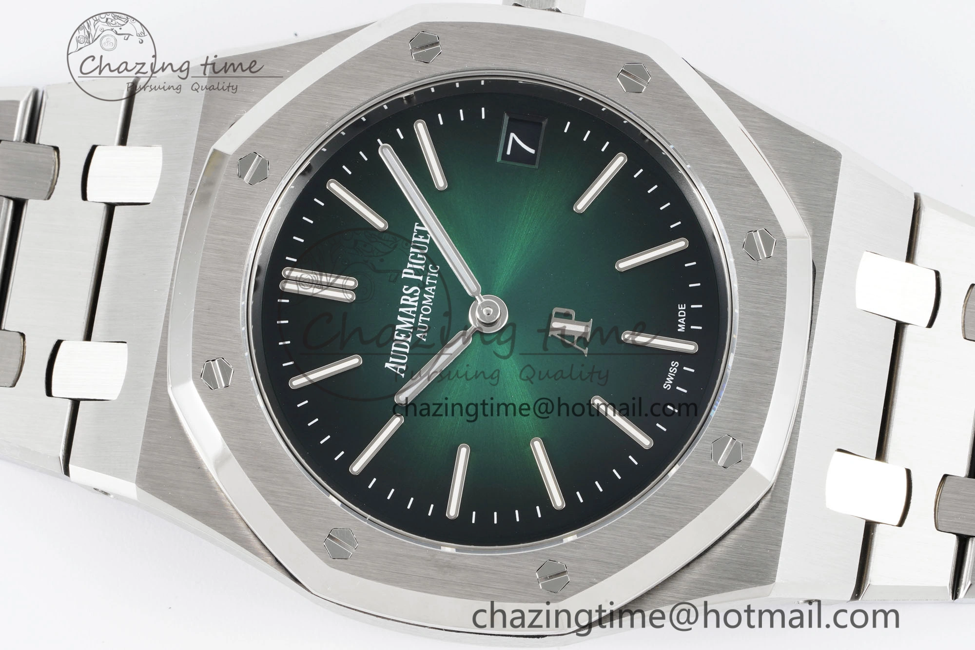 Royal Oak 39mm 16202 “50th Anniversary” SS ZF 1:1 Best Edition Green Textured Dial on SS Bracelet A7121