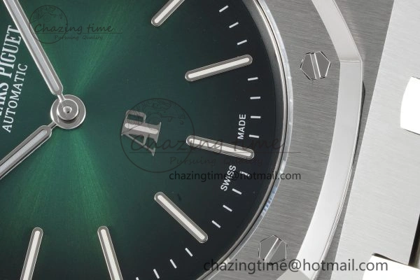 Royal Oak 39mm 16202 “50th Anniversary” SS ZF 1:1 Best Edition Green Textured Dial on SS Bracelet A7121