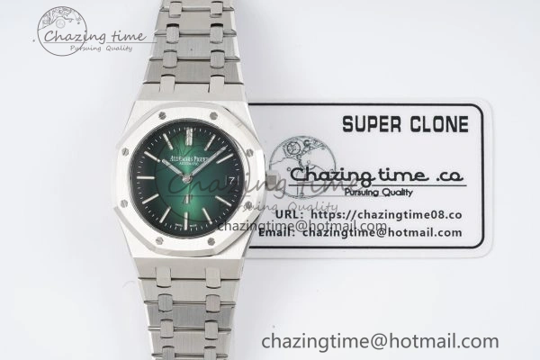 Royal Oak 39mm 16202 “50th Anniversary” SS ZF 1:1 Best Edition Green Textured Dial on SS Bracelet A7121